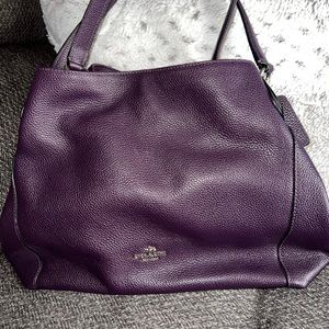 Coach Aubergine eggplant Edie 31 pebbled leather hobo bag